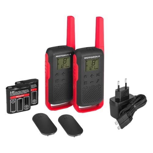 Motorola Talkabout t62 rojo aparato individual dispositivo de repuesto dispositivo auxiliar con batería cargador &