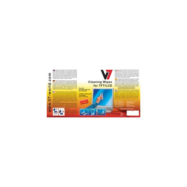 V7 - Toallita de limpieza para pantallas 100 unidades