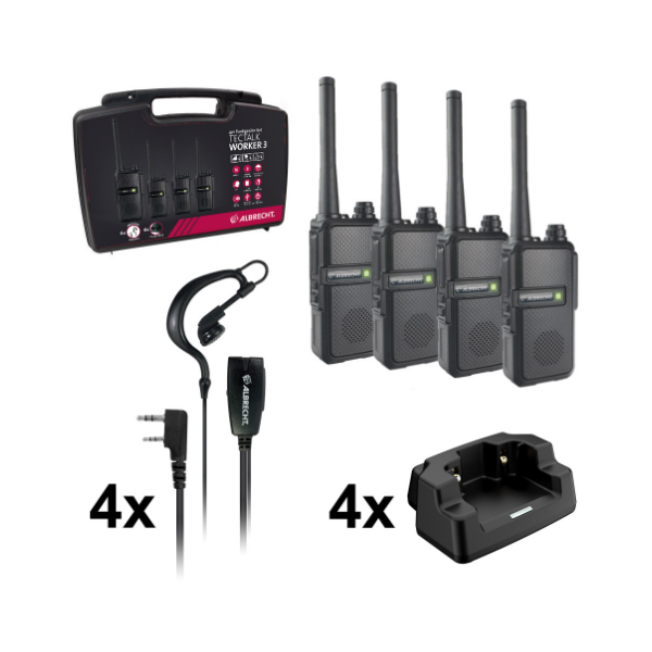Albrecht Tectalk worker 3 Pack 4 radios con cargadores y dos micro auriculares