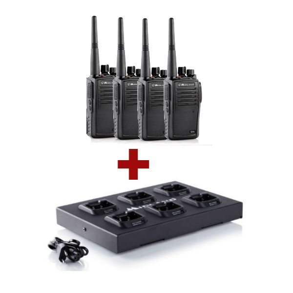 Pack 4 Walkies-Talkies Midland G15 + Cargador multiple C1251