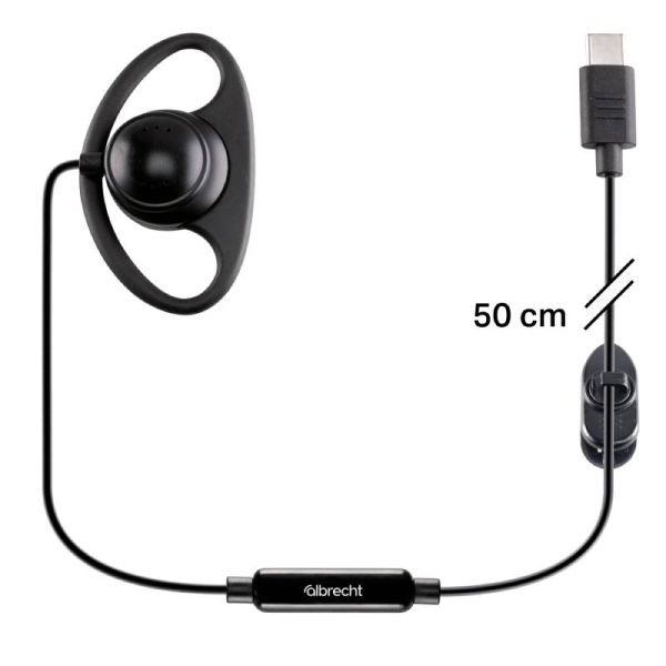 Albrecht TecTalk closed in-ear headset with inline PTT button