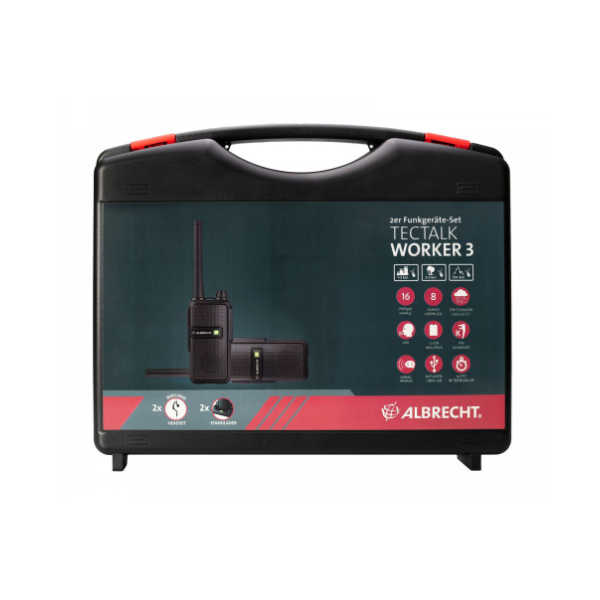 Albrecht Tectalk worker 3 Pack 2 radios con cargadores y dos micro auriculares