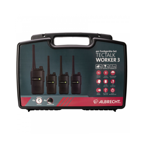 Albrecht Tectalk worker 3 Pack 4 radios con cargadores y dos micro auriculares