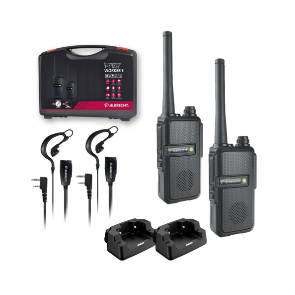Albrecht Tectalk worker 3 Pack 2 radios con cargadores y dos micro auriculares