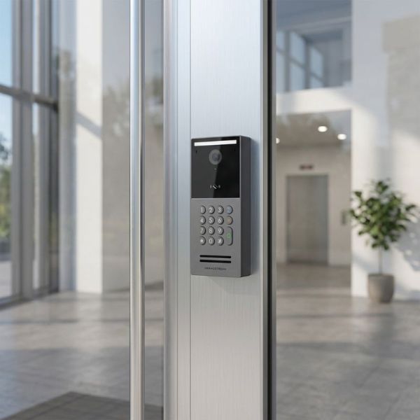 Grandstream GDS3725 IP video intercom installed at office entrance
