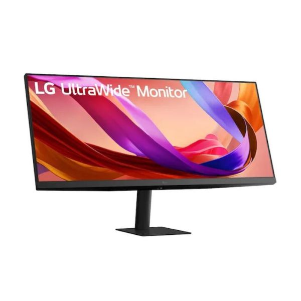 Angled front view of LG 34-inch UltraWide monitor