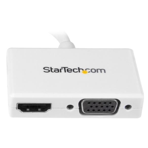 Adaptador Mini DP de Audio/Vídeo para Viajes - Conversor Mini DisplayPort a HDMI o VGA - 1080p Blanco