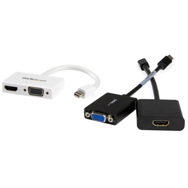 Adaptador Mini DP de Audio/Vídeo para Viajes - Conversor Mini DisplayPort a HDMI o VGA - 1080p Blanco