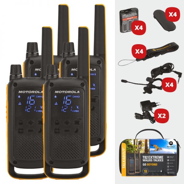 Pack Motorola TLKR T82 Extreme Quad + 4 microfones HP 