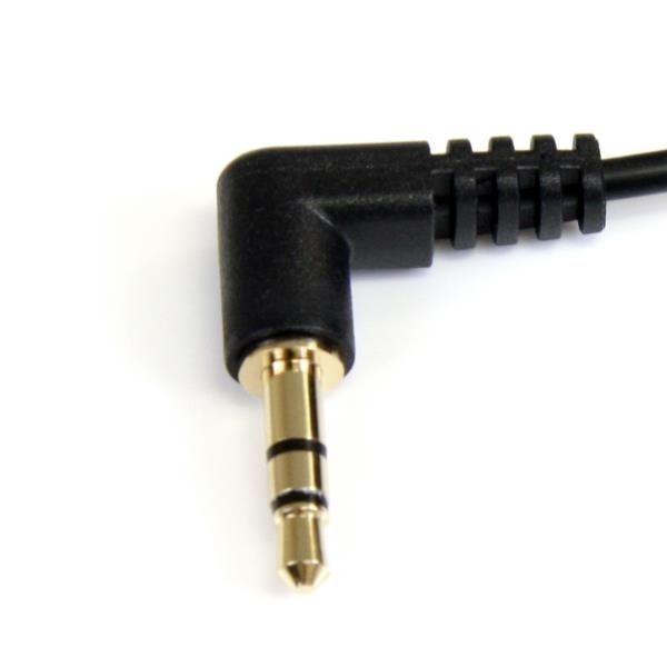 Cable de 1,8m de Audio Estéreo 3,5mm Delgado de Ángulo Recto Acodado - Macho a Macho