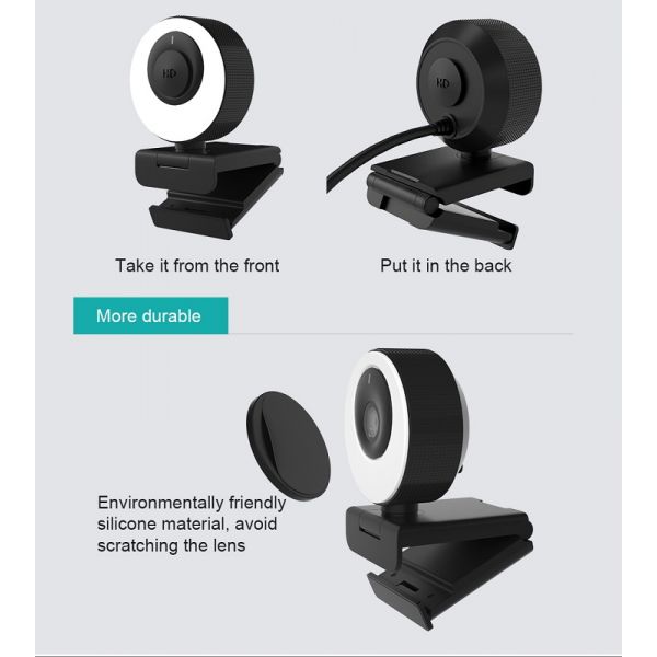 Clyever Webcam HD con aro de luz