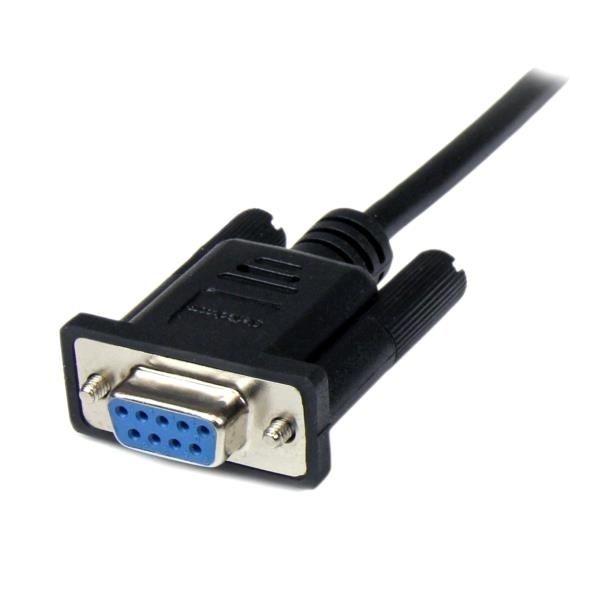 Cable 2m Módem Nulo Null Serie Serial DB9 Hembra a Macho - Negro