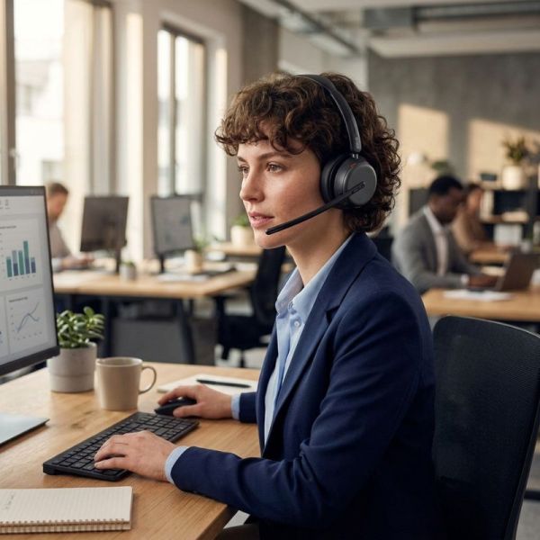 Professional using EPOS IMPACT 1000 headset