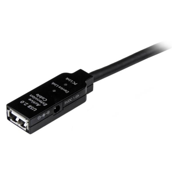 Cable de Extensión Alargador de 20m Cables USB 2.0 Alta Velocidad Activo Amplificado - Macho a Hembra USB A - Negro