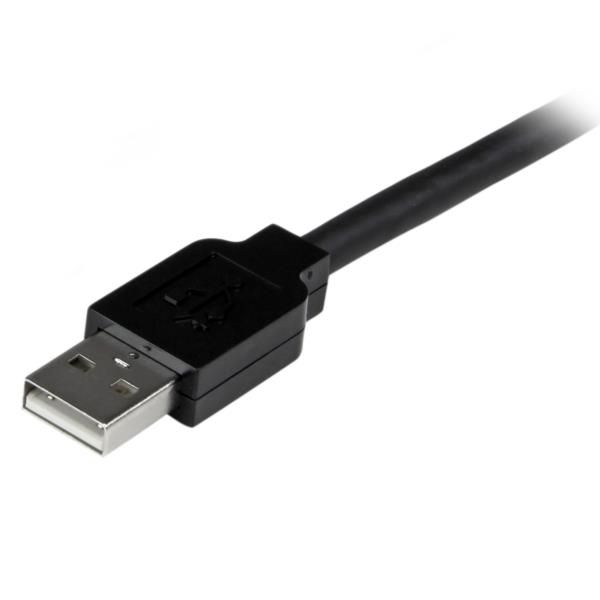 Cable de Extensión Alargador de 20m Cables USB 2.0 Alta Velocidad Activo Amplificado - Macho a Hembra USB A - Negro