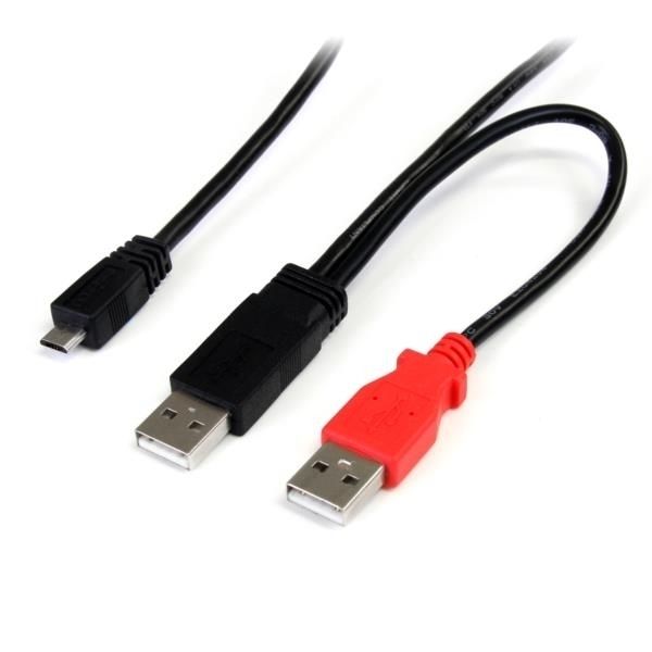 Cavo a doppia alimentazione per disco rigido esterno HDD a splitter Y - cavo dual USB A a micro B da 91cm