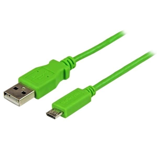 Cavo di sincronizzazione e di ricarica USB a Micro USB - Cavetto slim per Smartphone e Tablet A a Micro B da 1 m - Verde