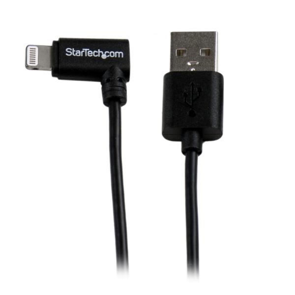 Cavo connettore ad angolo lightning a 8 pin Apple a USB nero da 1 m per iPhone/iPod/iPad