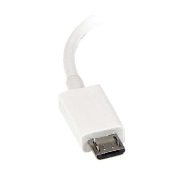 Cable Adaptador Micro USB a USB OTG Blanco de 12cm - Macho a Hembra
