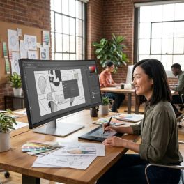 HP DQHD E45c G5 monitor curvo
