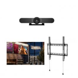 Logitech MeetUp Webcam + LG Pantalla de TV 55” Serie UR640S + Soporte de pared fijo