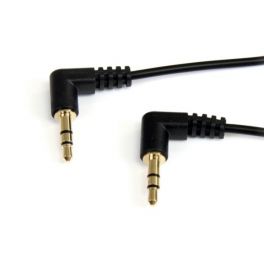Cable de Audio Estéreo 3,5mm Delgado de Ángulo Recto de 1 pie - M/M