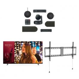 Pack Logitech Rally Plus + LG Pantalla de TV 75” Serie UR640S + Soporte de pared