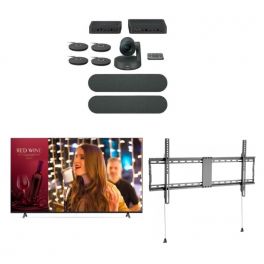 Pack Logitech Rally Plus + 2 Mic Pod + LG Pantalla de TV 86” Serie UR640S + Soporte de pared