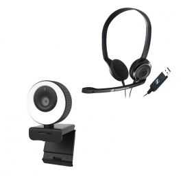 Sennheiser PC8 USB  +  Webcam Cleyver USB