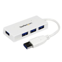 Hub portatile mini USB 3.0 SuperSpeed a 4 porte - Perno e concentratore per Ultrabook USB 3.0 con cavo integrato - Bianco