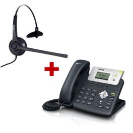 Teléfono SIP Yealink T21P + Auricular Freemate DH037-U-GY