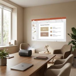 JMGO Picoplay+ projection in meeting room