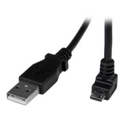 Cable Adaptador 2m USB A Macho a Micro USB B Macho Acodado en Ángulo hacia Abajo para Teléfono Móvil