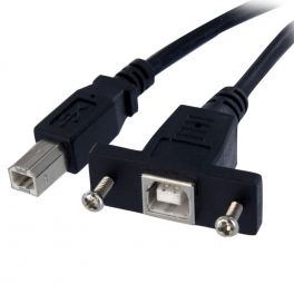 Cable de 91cm Cables USB 2.0 para Montar Empotrar en Panel - Extensor Macho a Hembra USB B - Negro