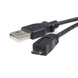 Cable 3m Micro USB B a USB A Cargador para Teléfono Móvil Datos Cables USB 2.0 - Macho a Macho - Negro