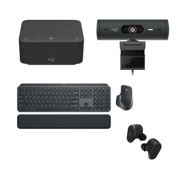 Pack Logitech Brio 505 + Dock + Zone True Wireless + MX Keys + MX Master 3S + Almohadilla confort