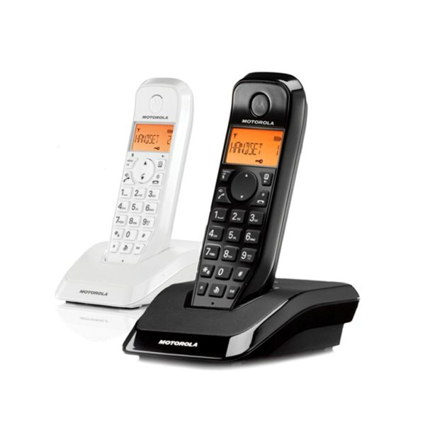 Teléfono fijo color blanco negro y rojo Motorola S12 Trio 