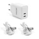 Cargador doble USB-C 10 W + 2 cables USB-C (1 m)