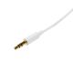 Cable 1m 1 metro Slim Delgado de Audio Estéreo Mini Jack Plug 3,5mm - Blanco - Macho a Macho