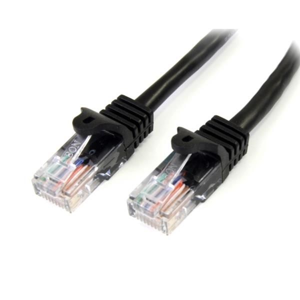 Cable de 1m Negro de Red Fast Ethernet Cat5e RJ45 sin Enganche - Cable Patch Snagless