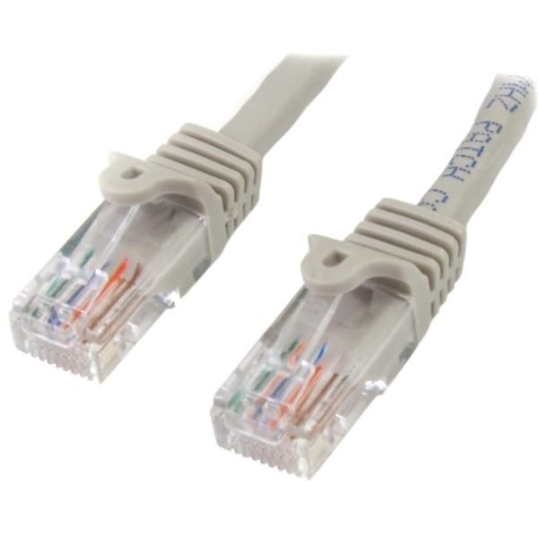 Cable de 1m Gris de Red Fast Ethernet Cat5e RJ45 sin Enganche - Cable Patch Snagless