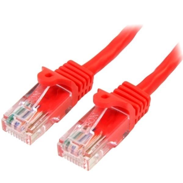 Cable de 1m Rojo de Red Fast Ethernet Cat5e RJ45 sin Enganche - Cable Patch Snagless