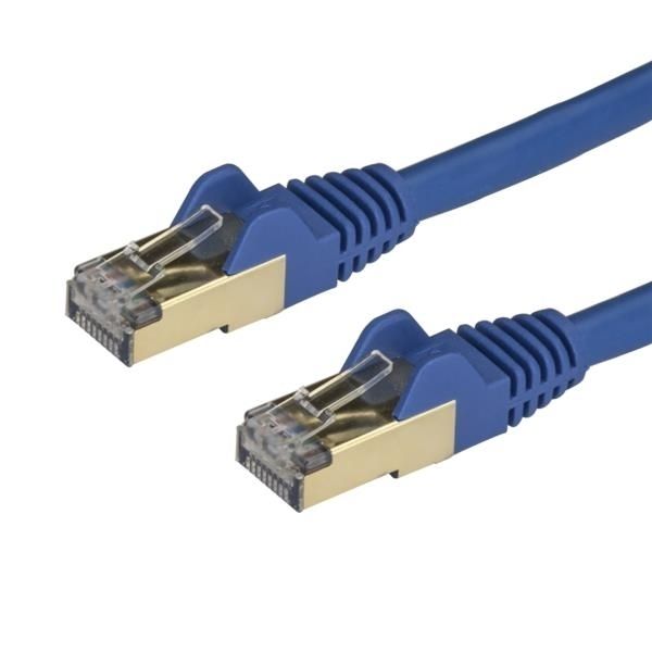 Cable de 1m de Red Ethernet RJ45 Cat6a Blindado STP - Cable sin Enganche Snagless - Azul