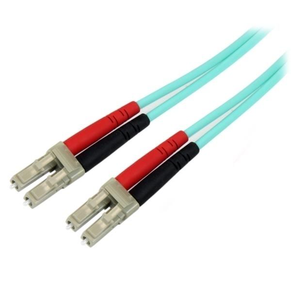 Cable de Fibra Óptica Patch de 10Gb Multimodo 50/125 Dúplex LSZH LC a LC de 10m - Aqua