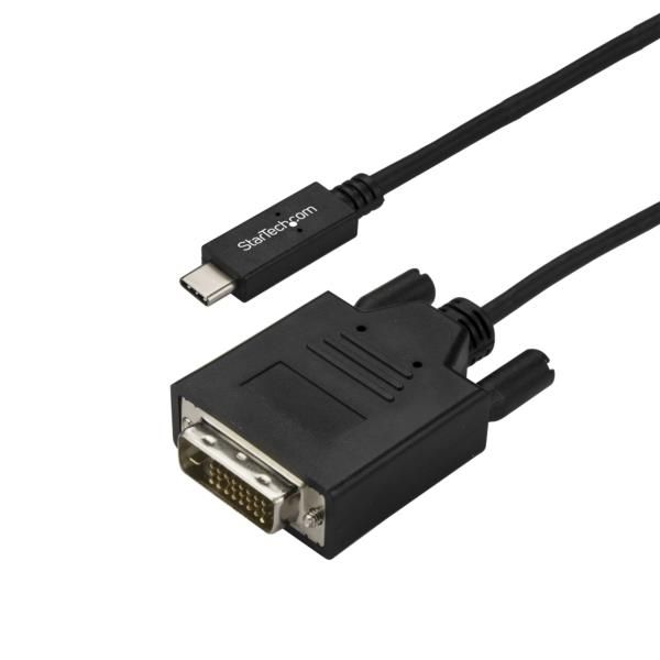 Cable Adaptador de 3m USB-C a DVI 1920 x 1200 - Negro - Cable USB Tipo C a DVI - Cable Conversor de Vídeo USBC