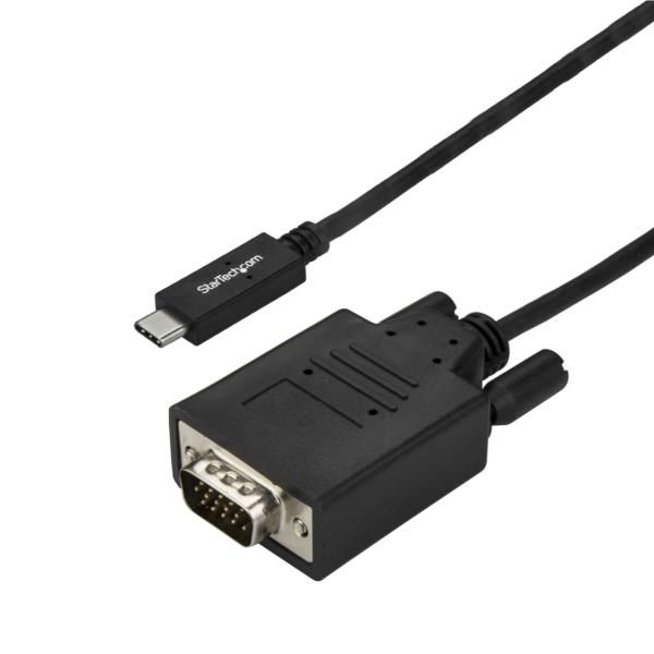 Cable Adaptador de 3m USB-C a VGA 1920 x 1200 - Negro - Cable USB Tipo C a VGA - Cable Conversor de Vídeo USBC