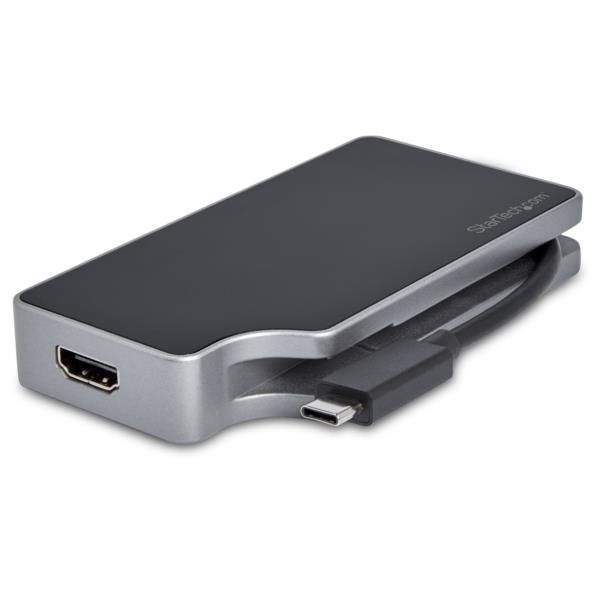 Adaptador de Vídeo Multipuertos USB C - 4 en 1 - con Entrega de Alimentación PD de 85W - Conversor - Gris Espacial