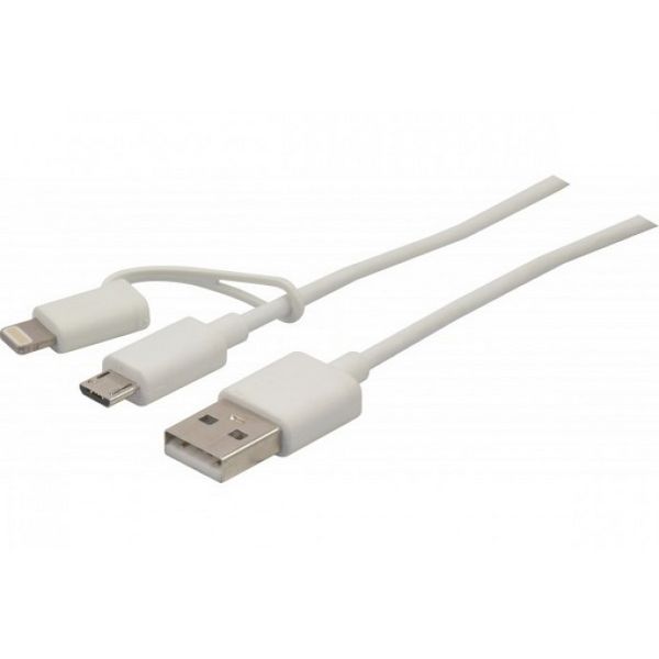 Cable USB-A 2.0 Lightning + micro USB-B 1m