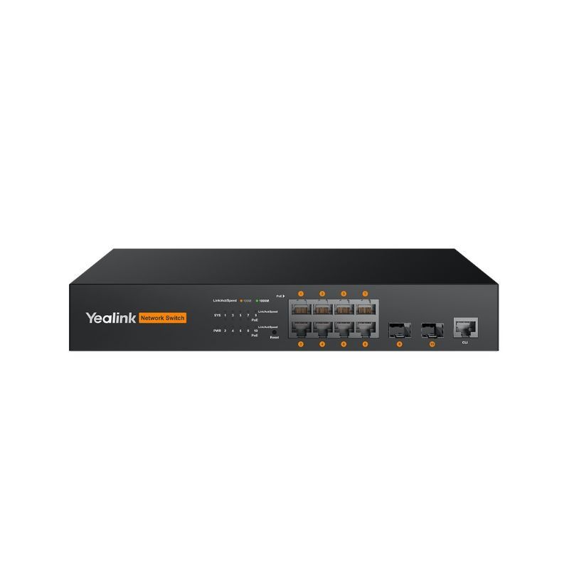 Yealink RCH-80 - Switch AV PoE+ gestionado para sistemas de videoconferencia