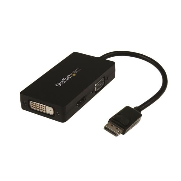 Adaptador Conversor DisplayPort a VGA DVI o HDMI - Convertidor A/V 3 en 1 para viajes